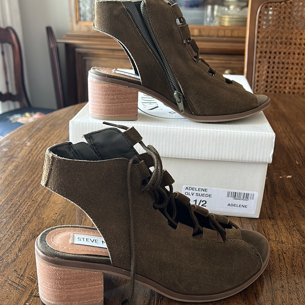 Olive suede leather never worn shoes.